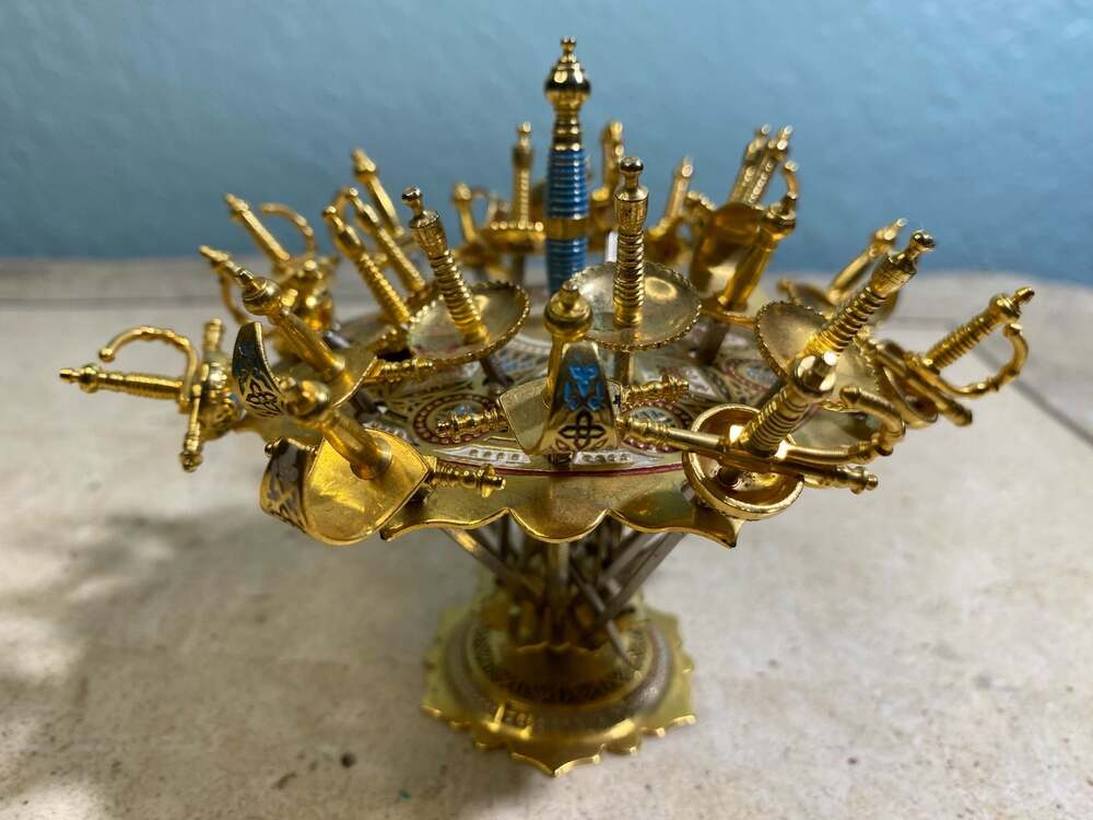 Vintage Toledo Spain 2-Tier Damascene Sword Cocktail Pick 24 set